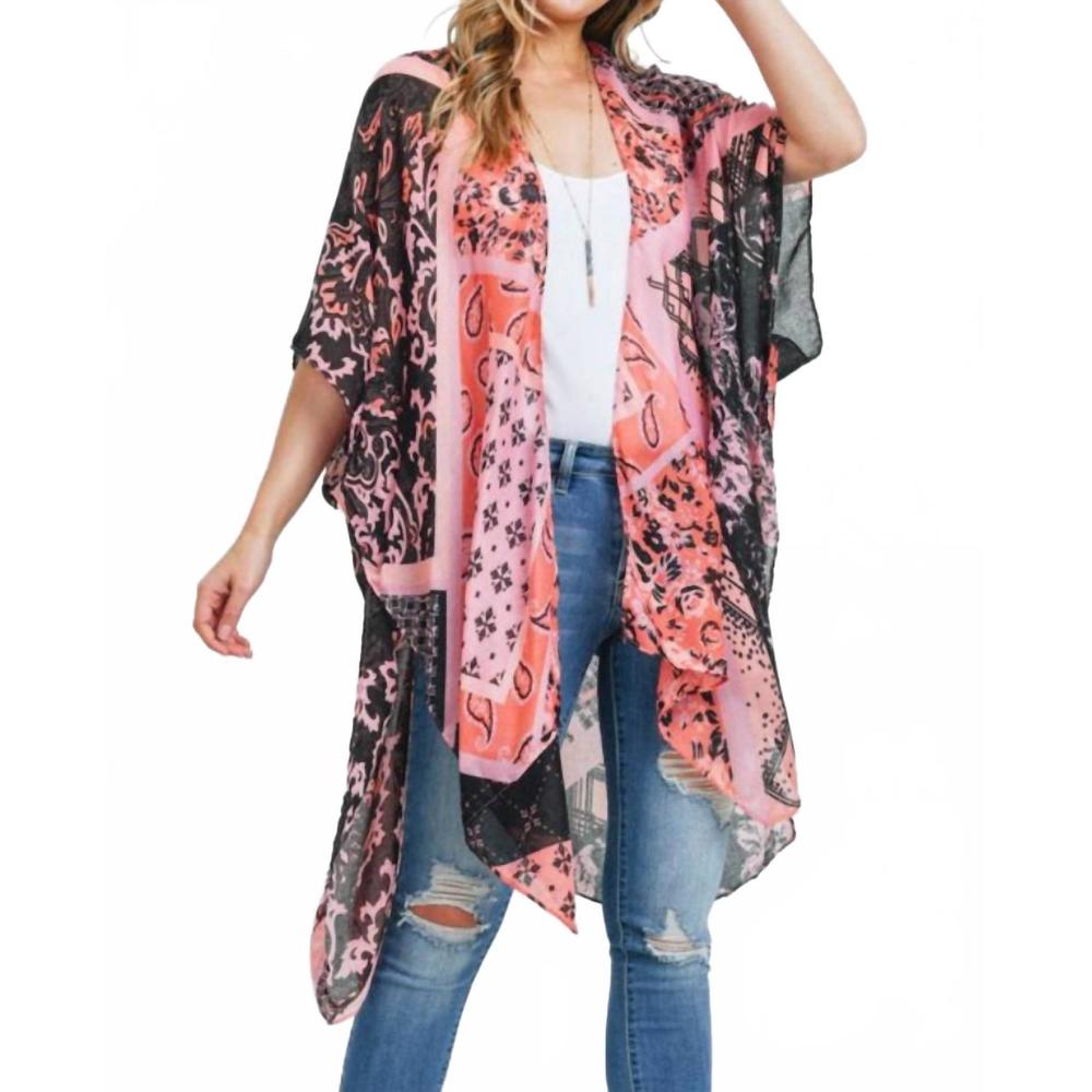 NEW STYLINE print kimono in pink